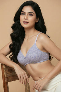 Zivame Padded Non Wired Medium Coverage Tshirt Bra - Slightly Heart Purple — thumbnail 4